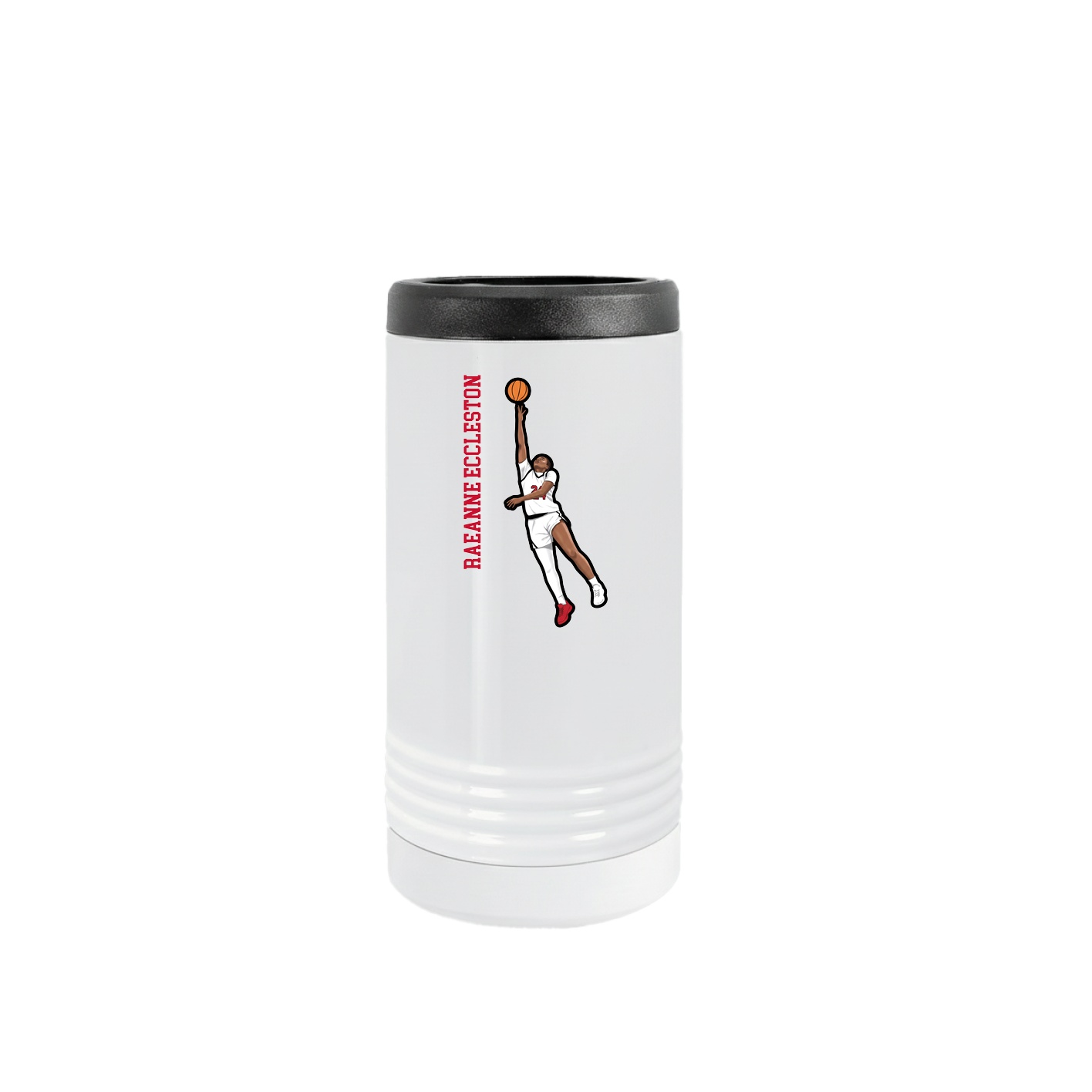 Slim Beverage Holder — Name Vertical in White