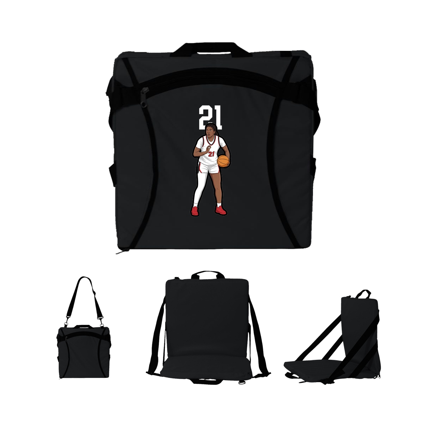 Folding Stadium Seat — Number Top in Black