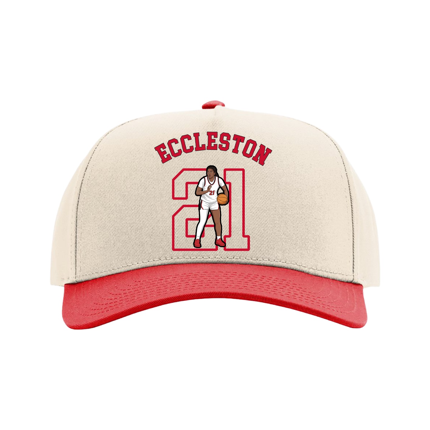 Full Fabric Five-Panel Champ Cap — Shirsey Arch in Cream/Red