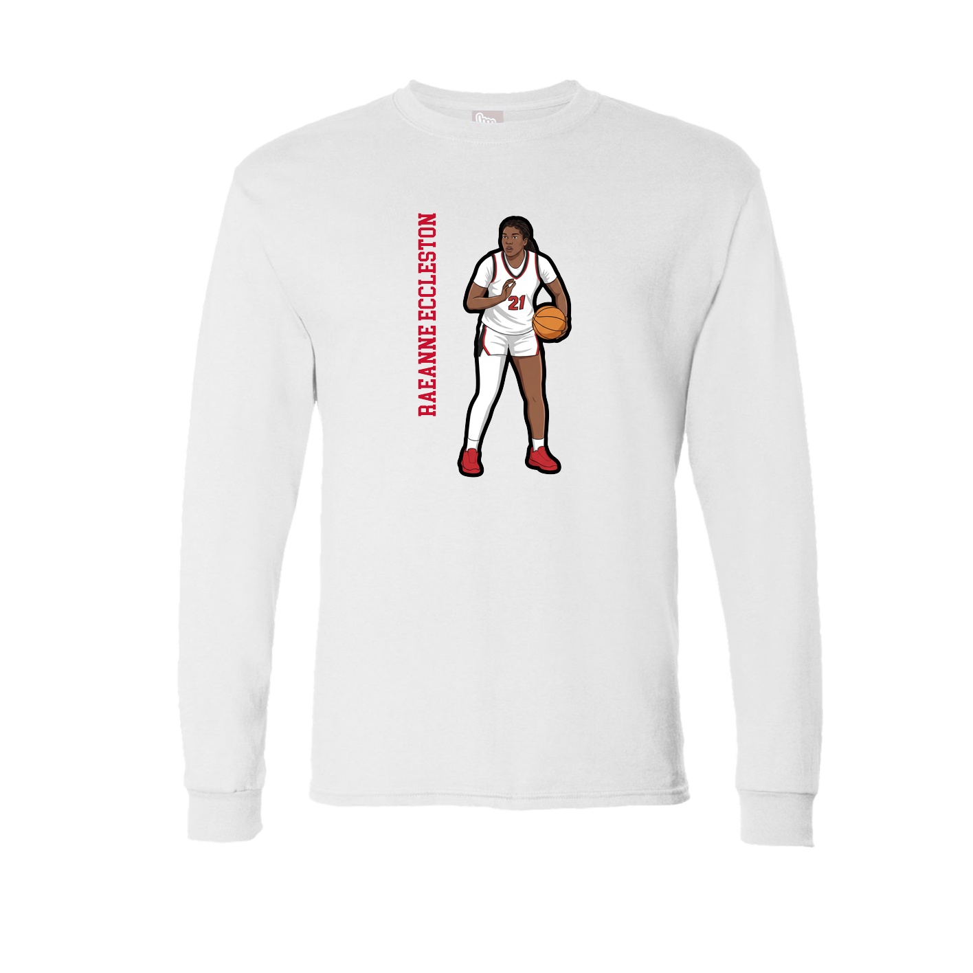 Long Sleeve Tee — Name Vertical in White