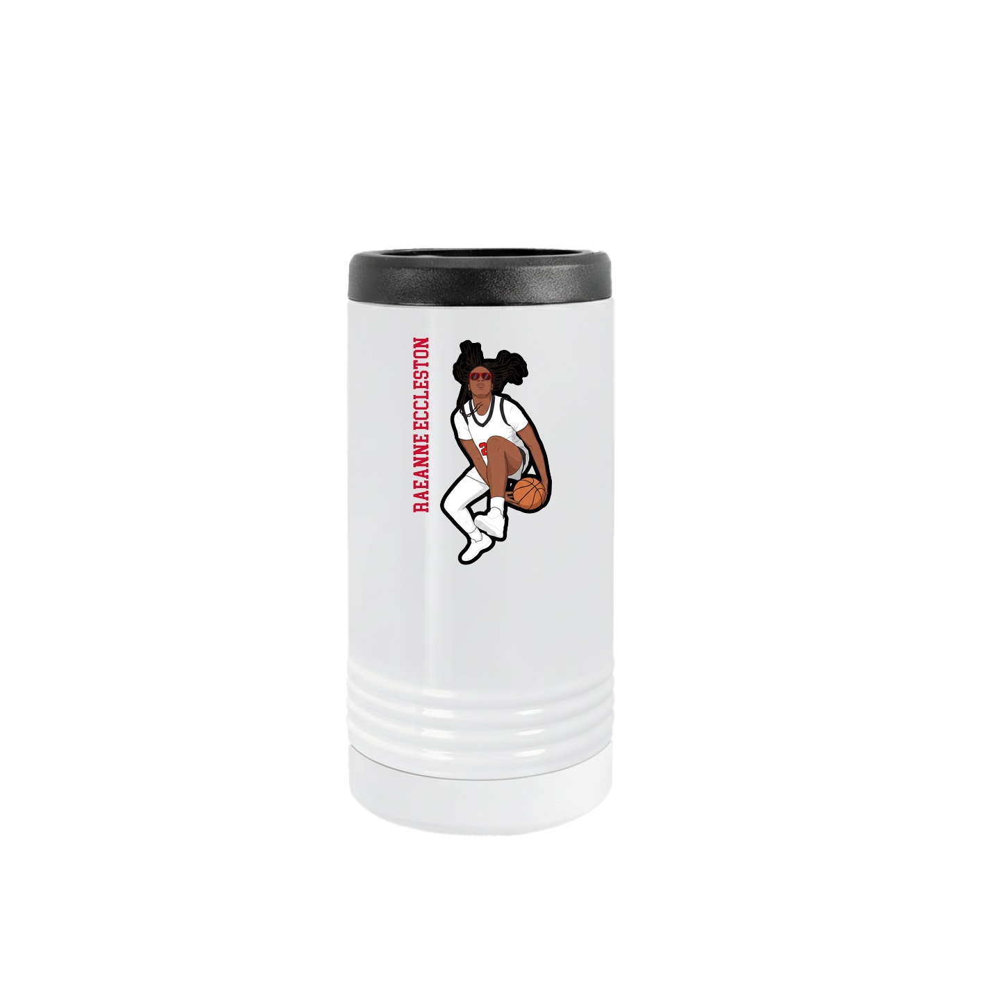Slim Beverage Holder — Name Vertical in White