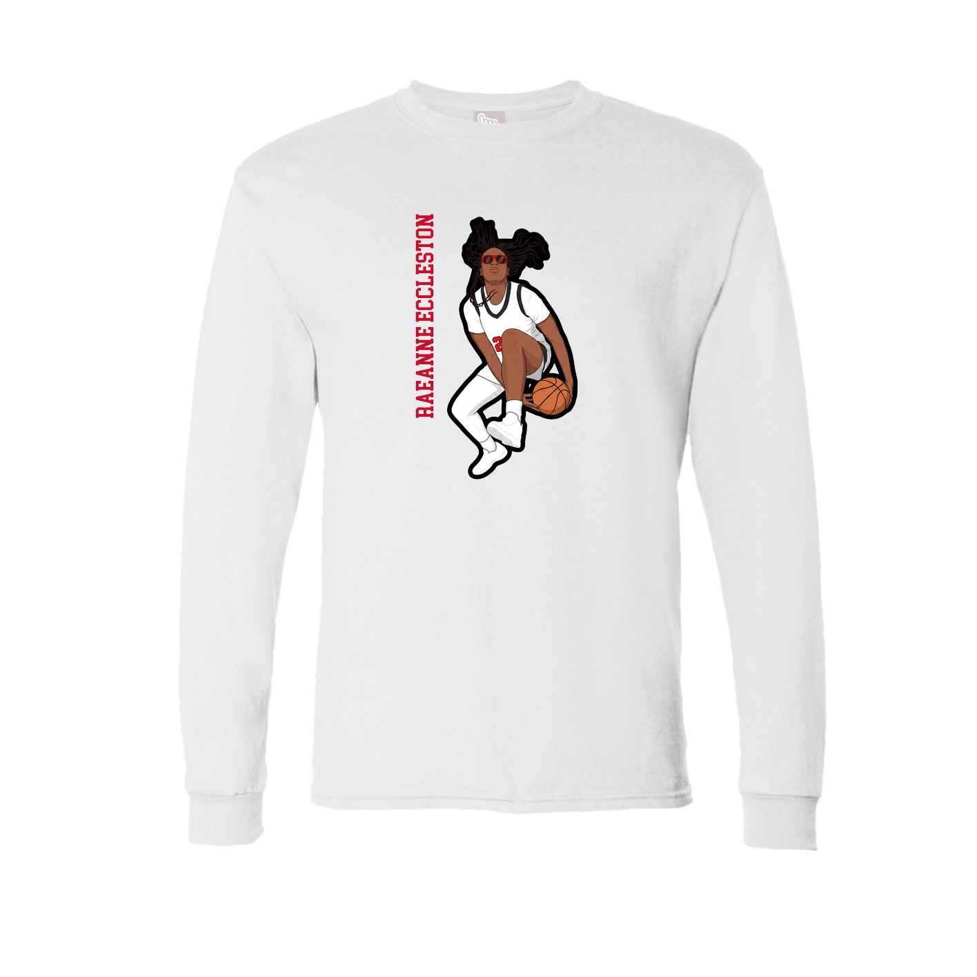 Long Sleeve Tee — Name Vertical in White