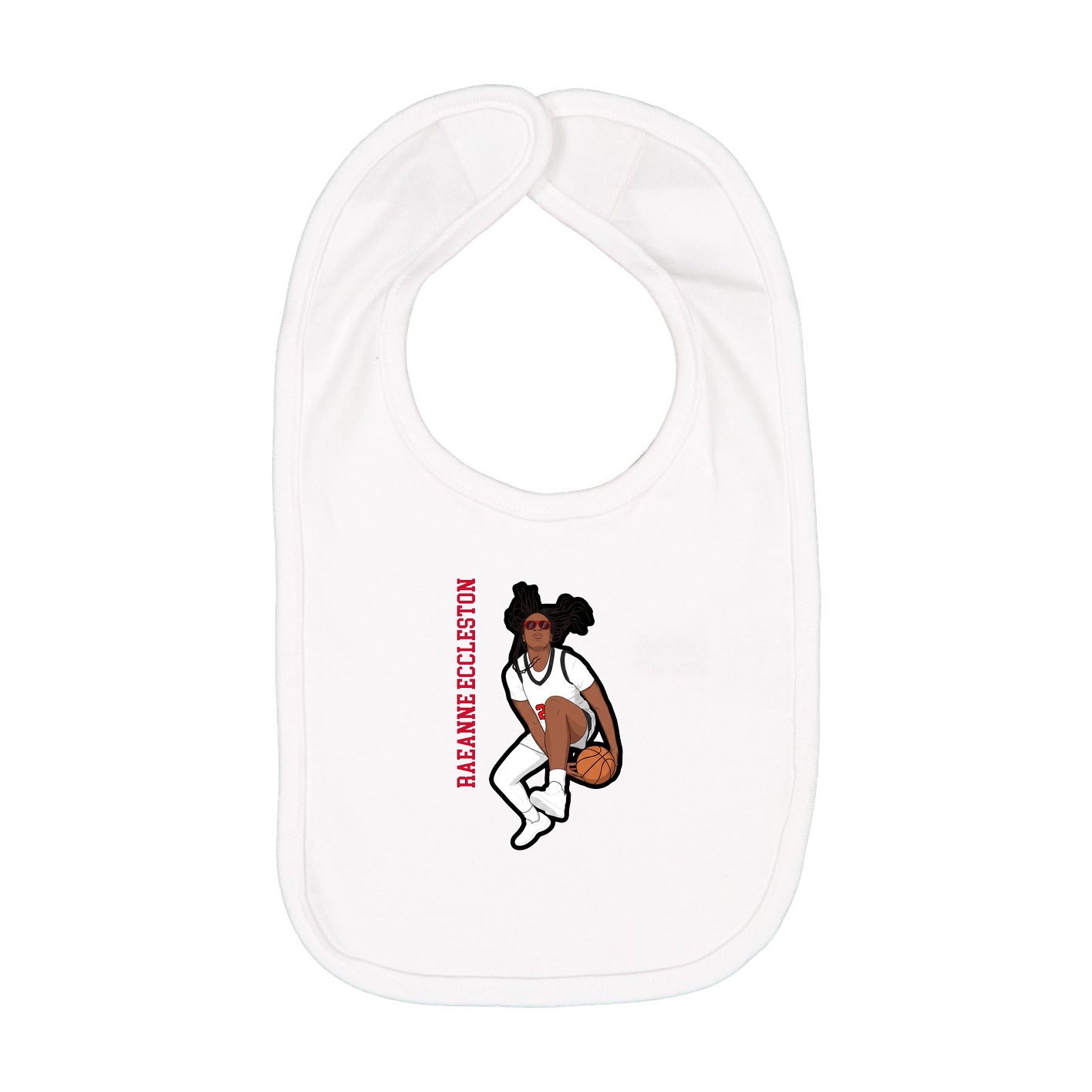 Infant Bib — Name Vertical in White