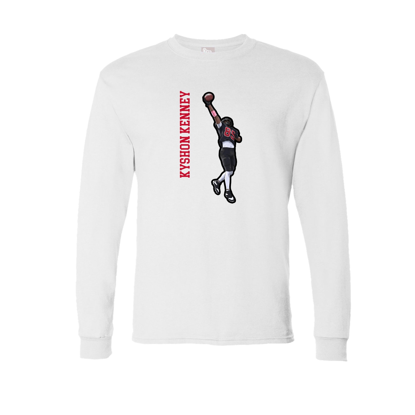 Long Sleeve Tee — Name Vertical in White