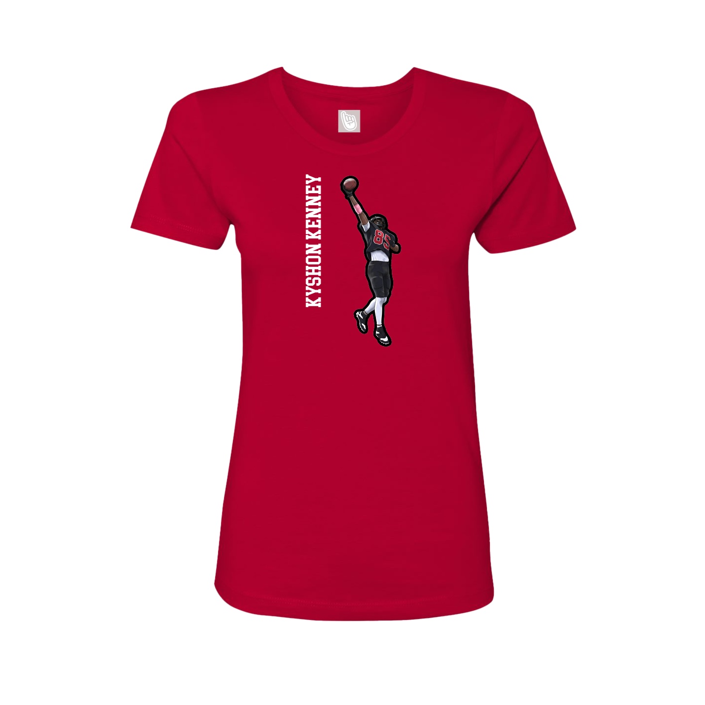 Womens Tee — Name Vertical in Red