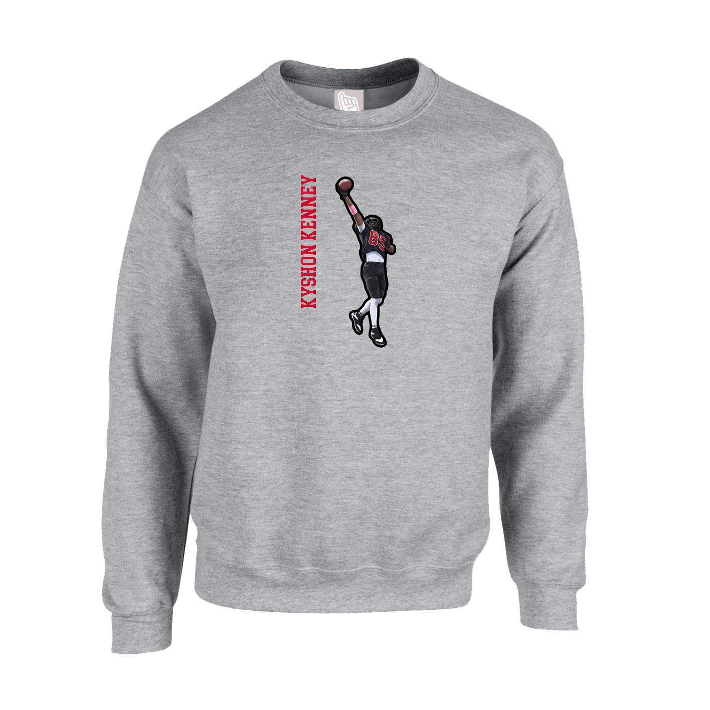 Fleece Crew — Name Vertical in Grey