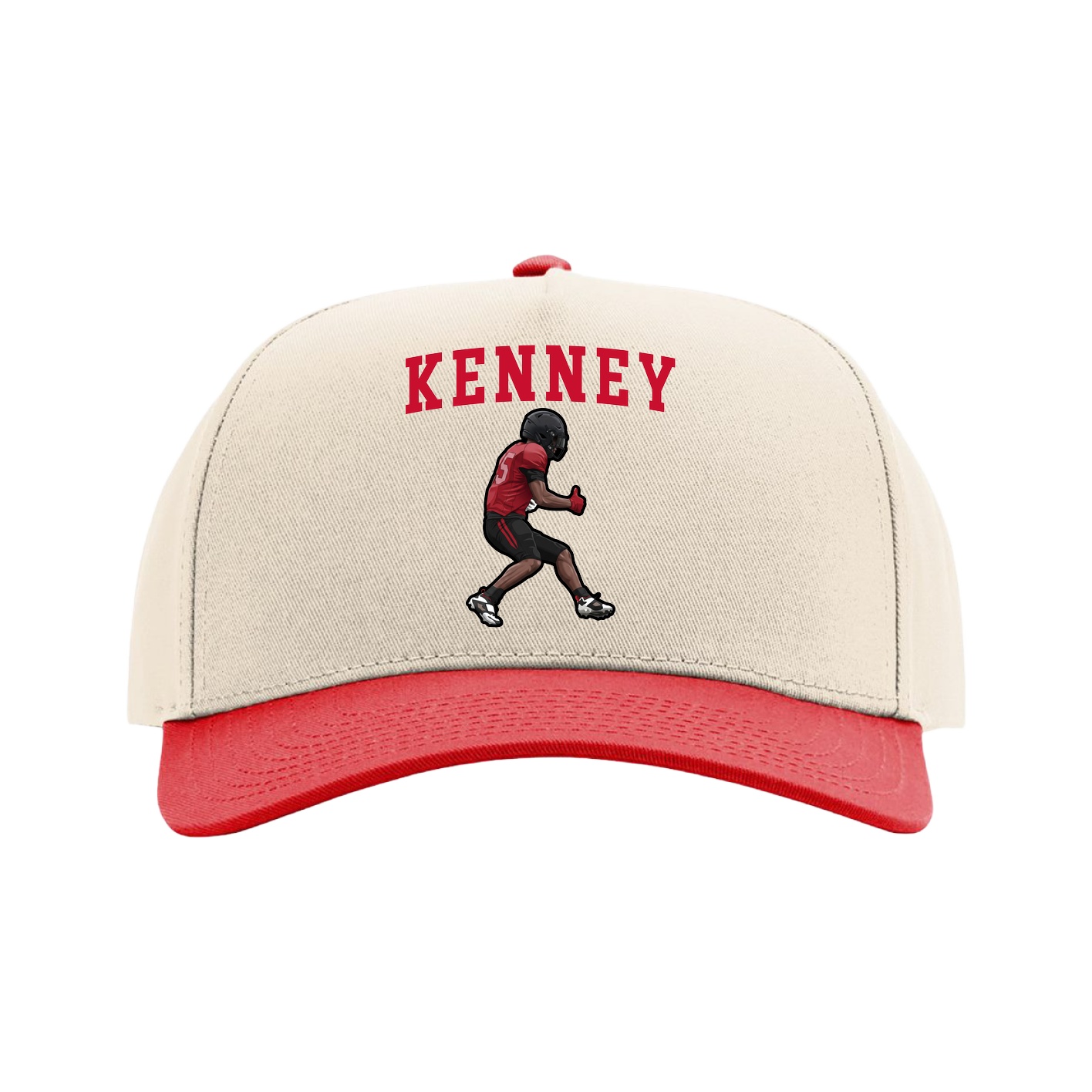 Full Fabric Five-Panel Champ Cap — Shirsey in Cream/Red