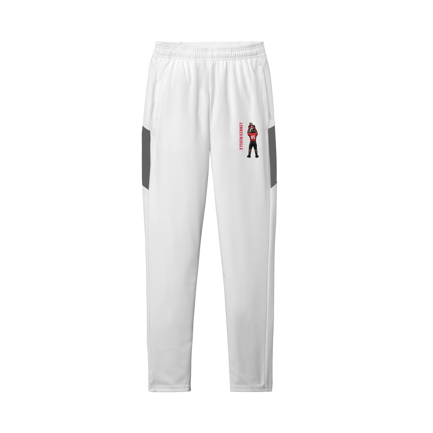 Team Travel Pant — Name Vertical in White/Grey