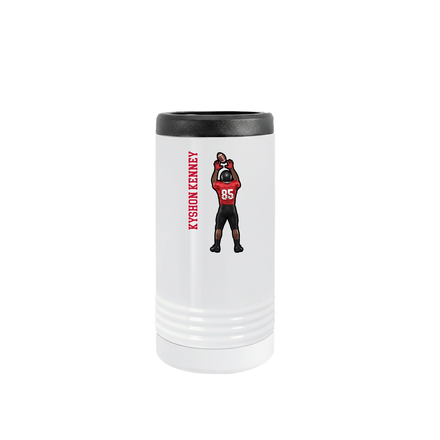 Slim Beverage Holder — Name Vertical in White