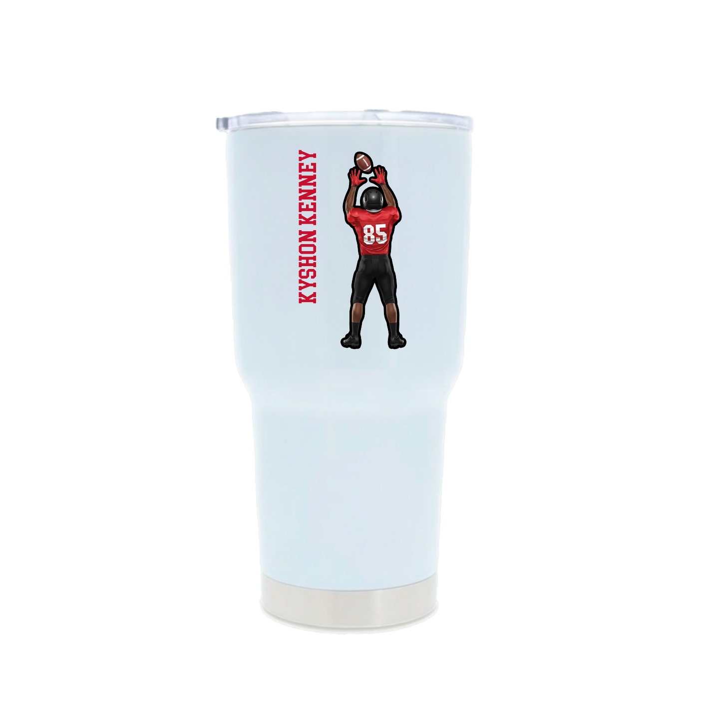 30oz Stainless Steel Tumbler — Name Vertical in White