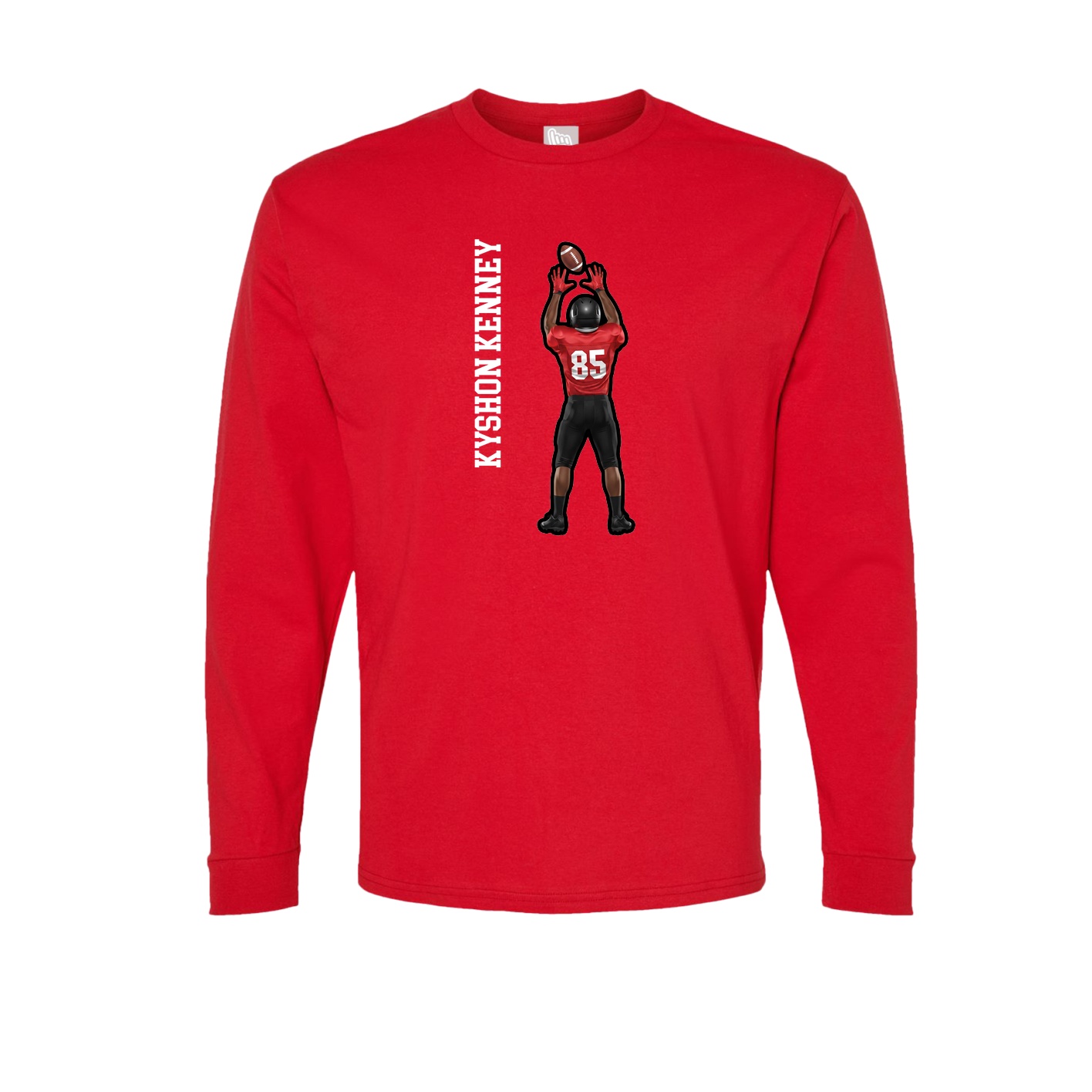 Long Sleeve Tee — Name Vertical in Red