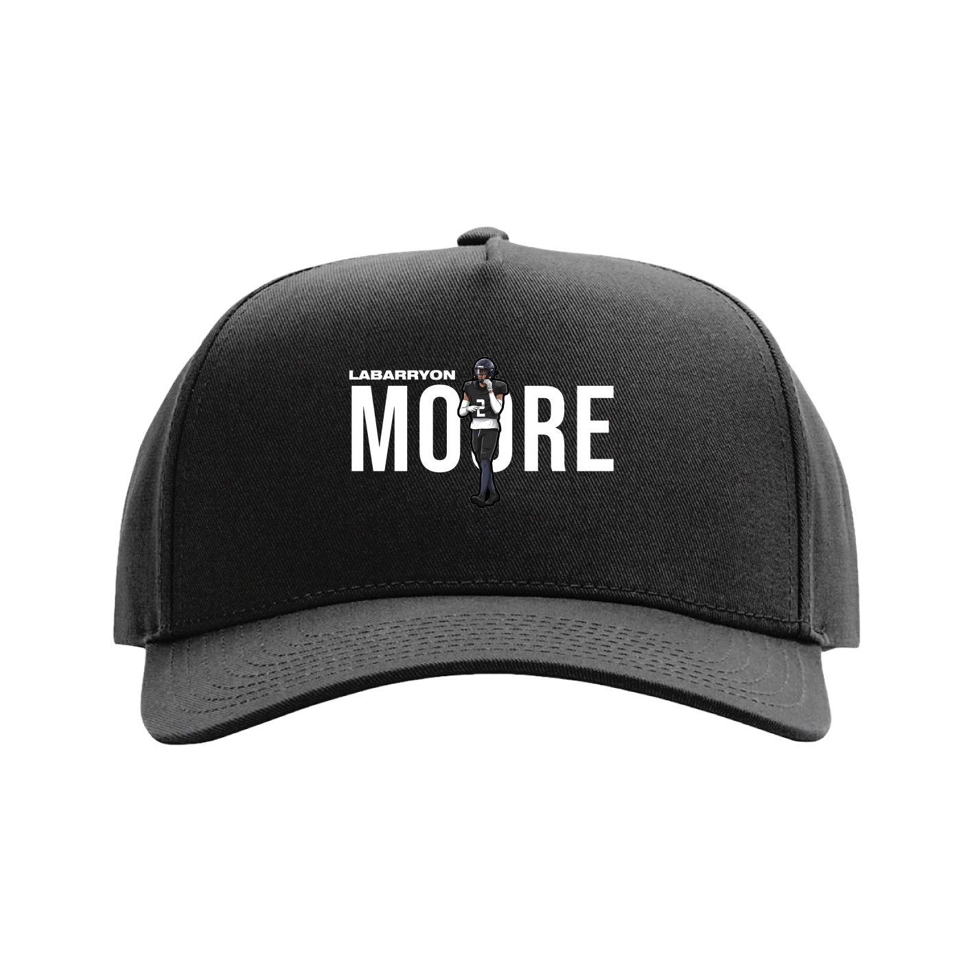 Full Fabric Five-Panel Champ Cap — Player Name in Black