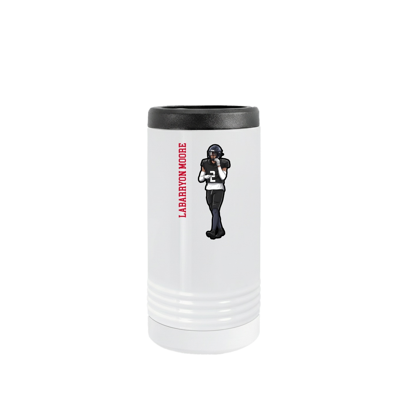 Slim Beverage Holder — Name Vertical in White