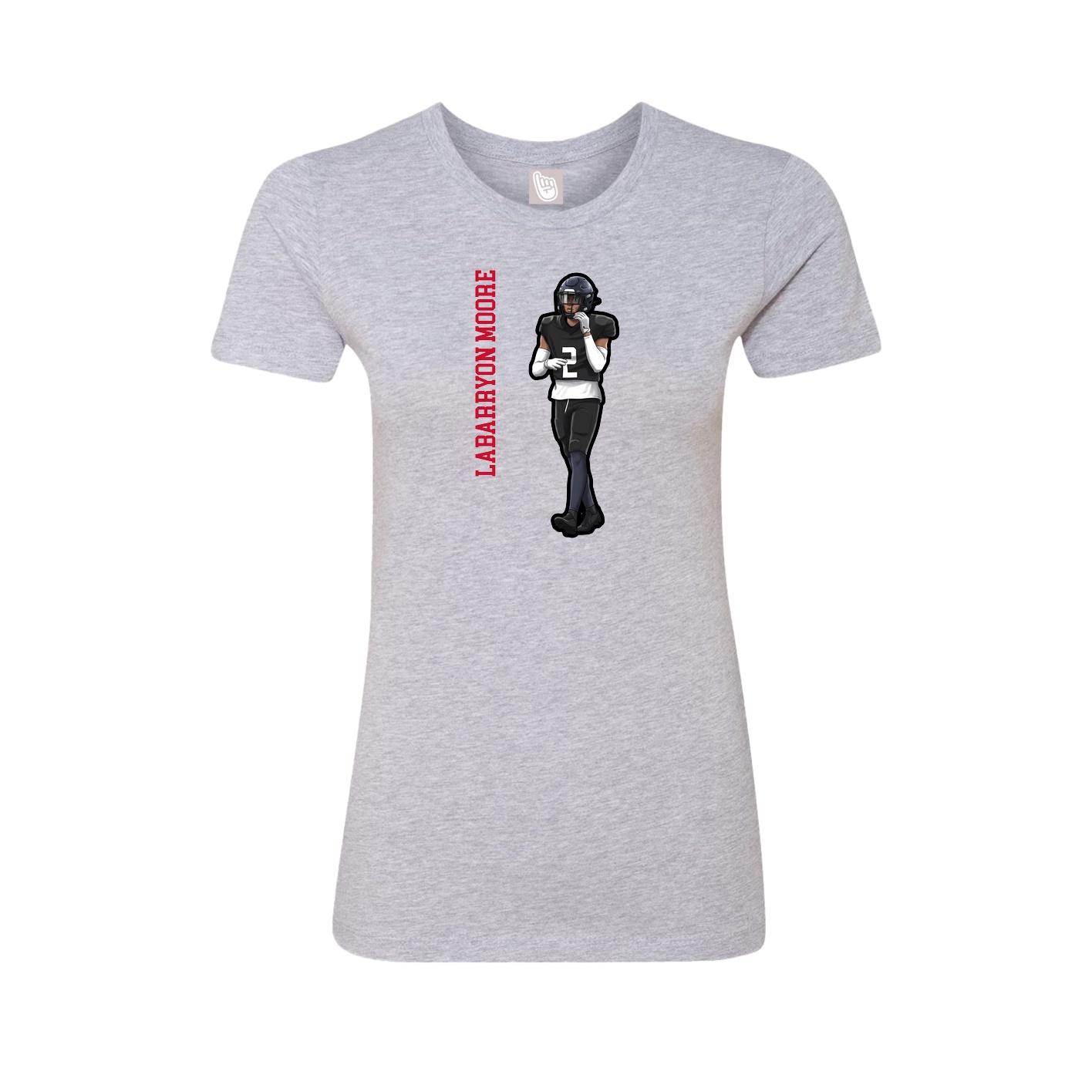 Womens Tee — Name Vertical in Grey