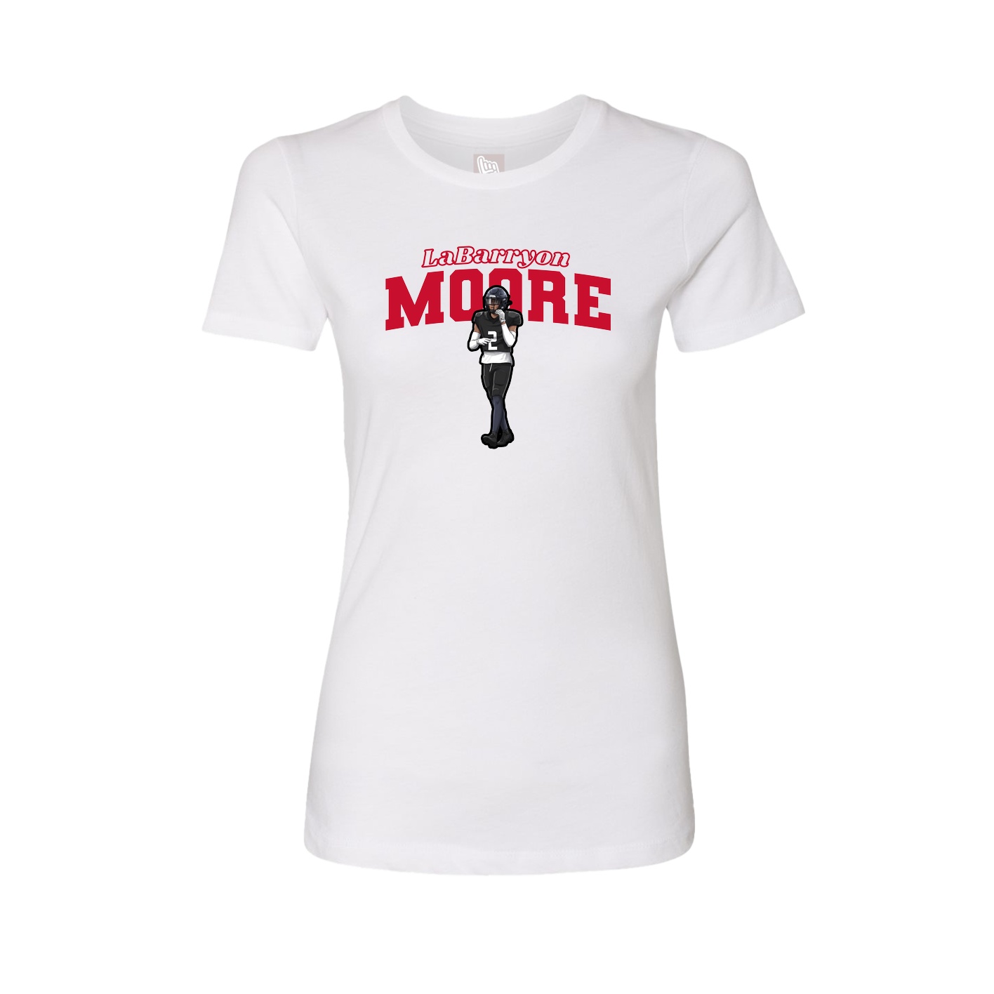 Womens Tee — Name Arch in White