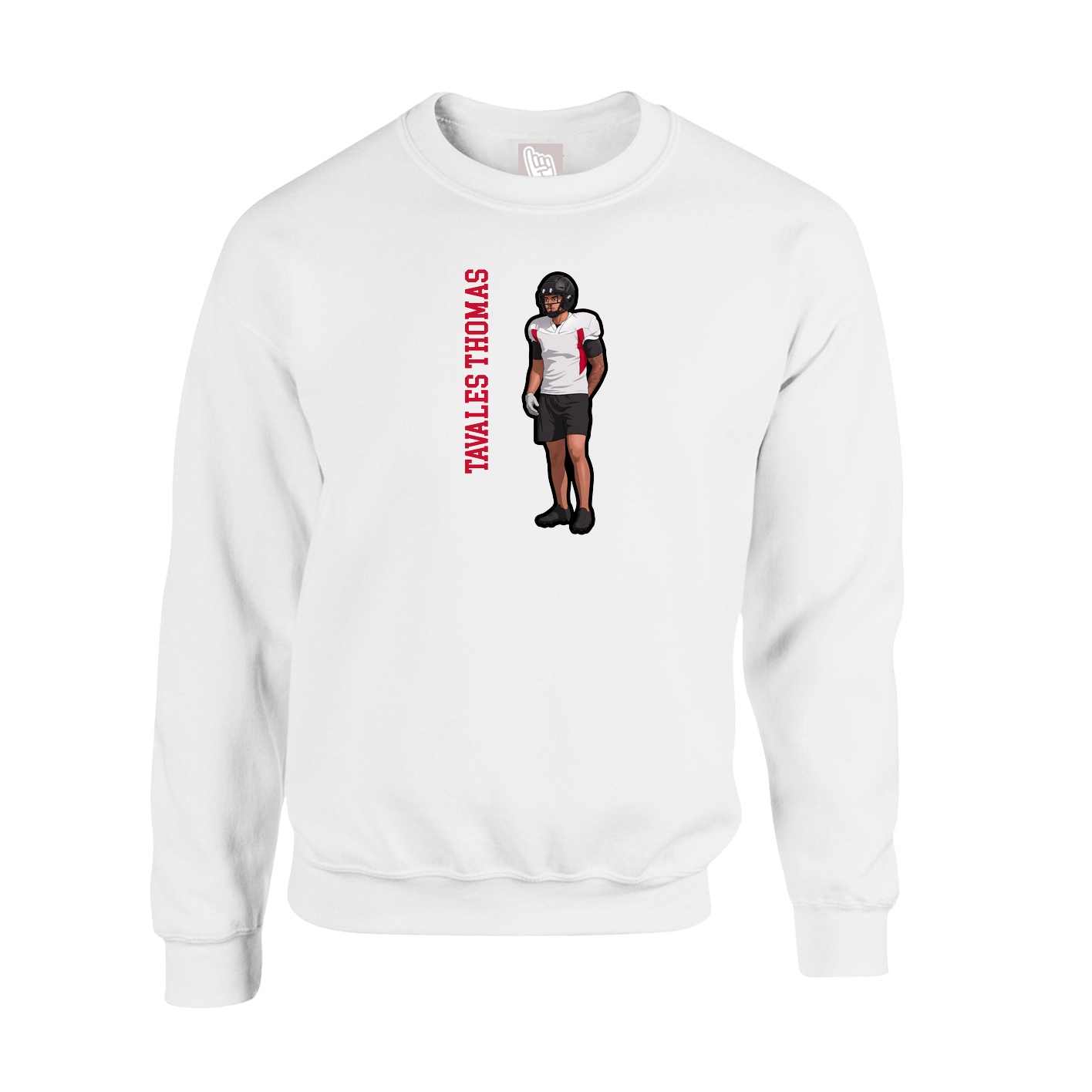 Fleece Crew — Name Vertical in White