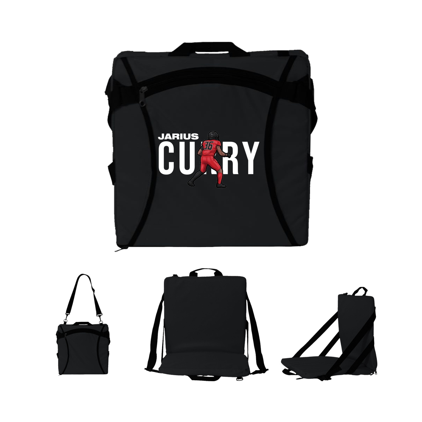 Folding Stadium Seat — Player Name in Black