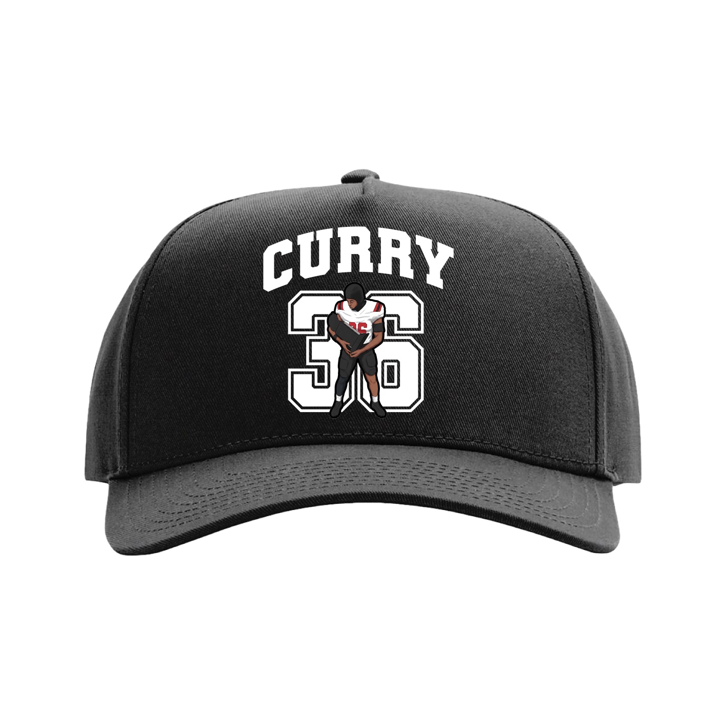 Full Fabric Five-Panel Champ Cap — Number in Black