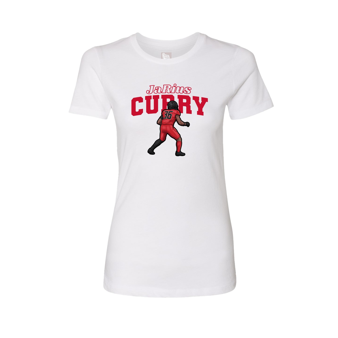 Fitted Women's Tee — Name Arch in White