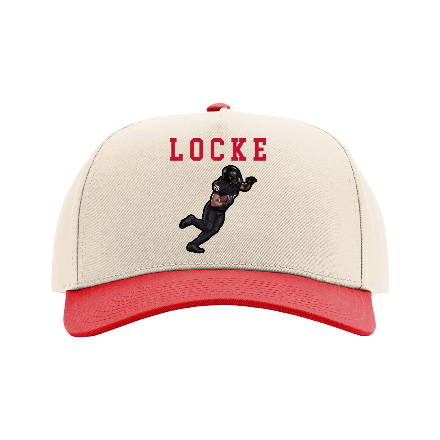 Full Fabric Five-Panel Champ Cap — Shirsey in Cream/Red