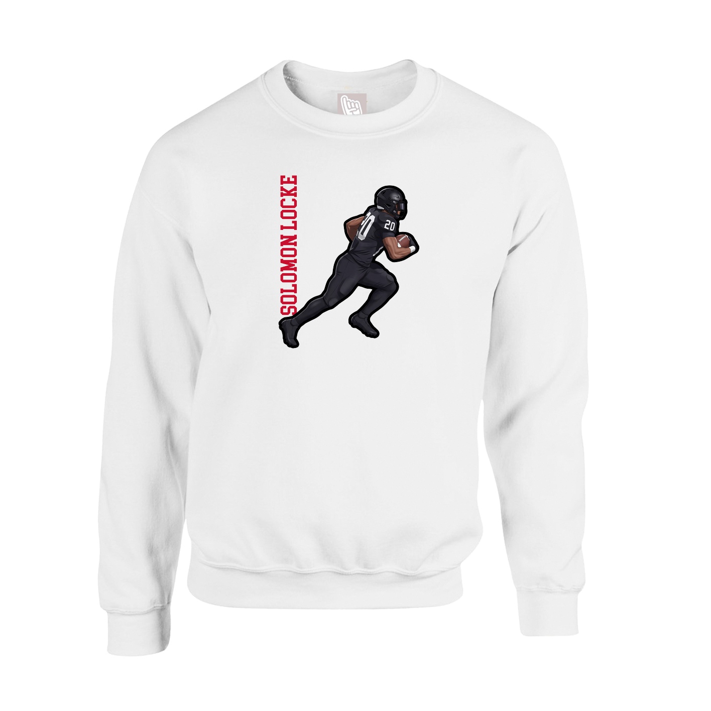 Fleece Crew — Name Vertical in White