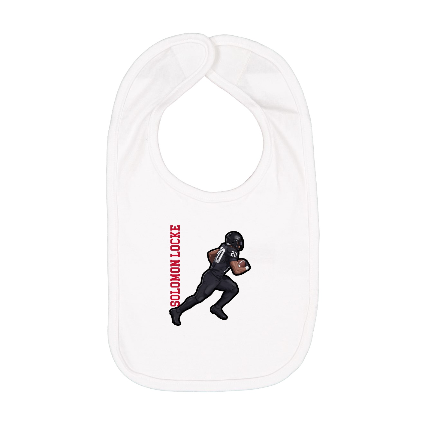 Infant Bib — Name Vertical in White
