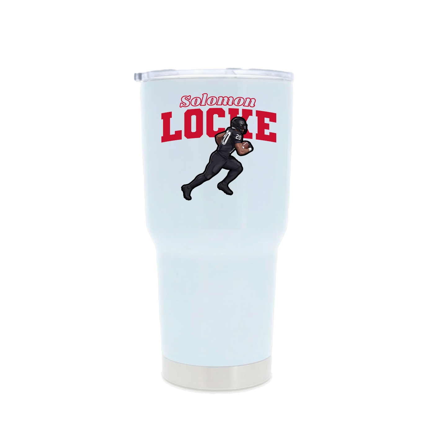 30oz Stainless Steel Tumbler — Name Arch in White