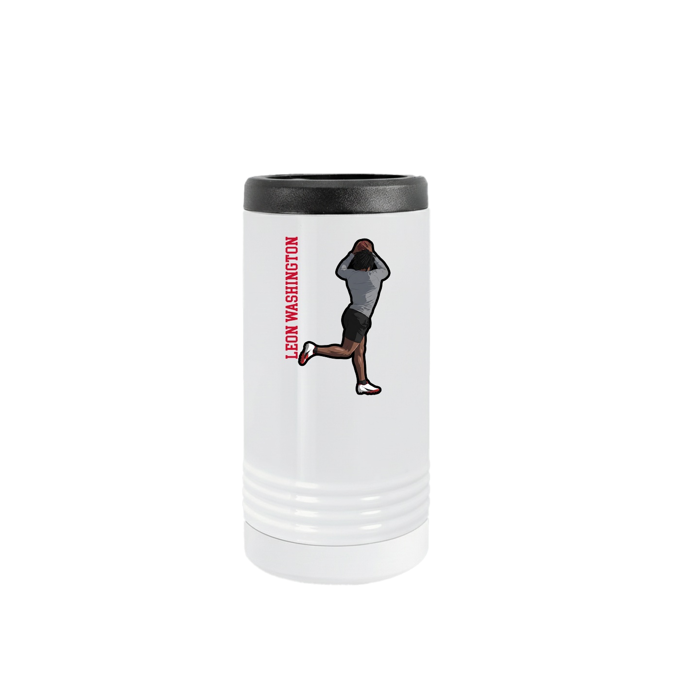 Slim Beverage Holder — Name Vertical in White