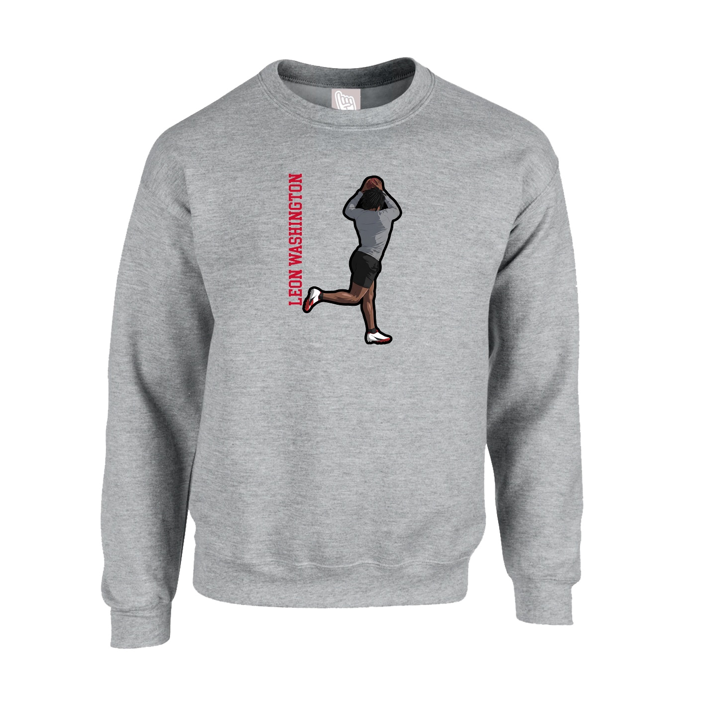 Fleece Crew — Name Vertical in Grey