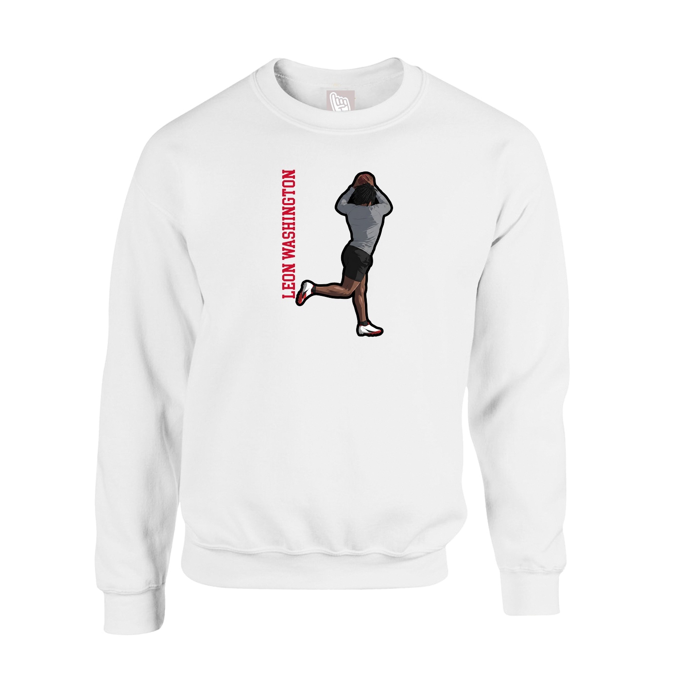 Fleece Crew — Name Vertical in White