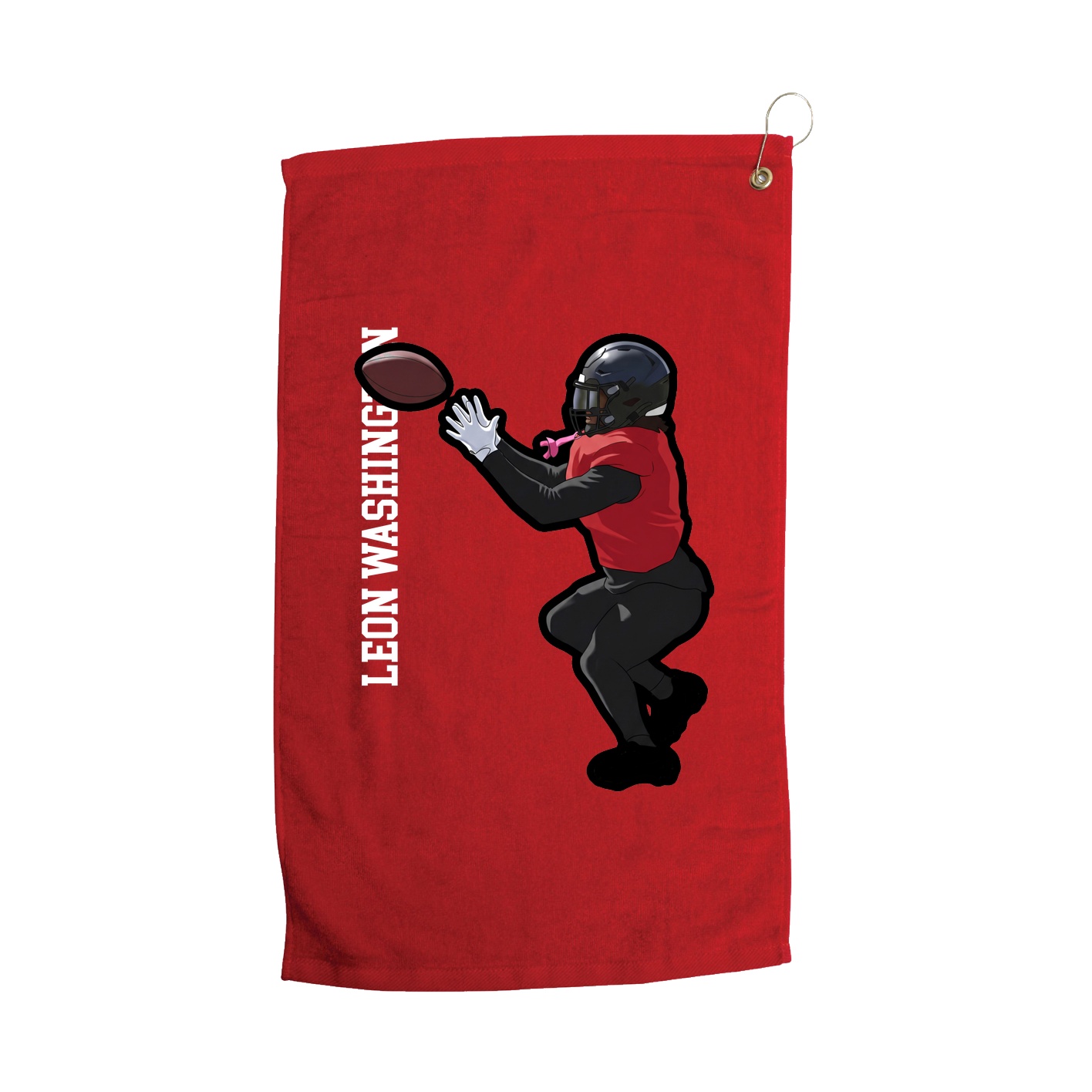 Golf Towel — Name Vertical in Red