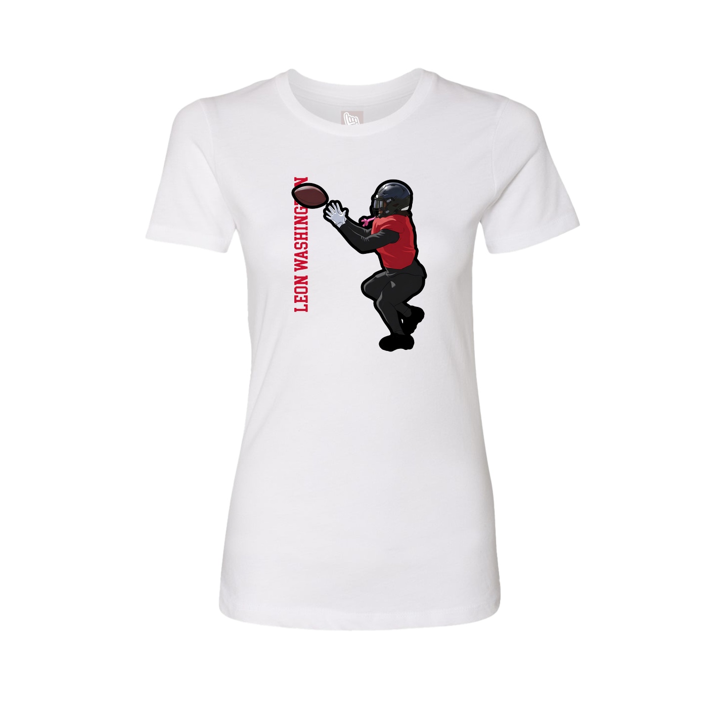 Fitted Women's Tee — Name Vertical in White