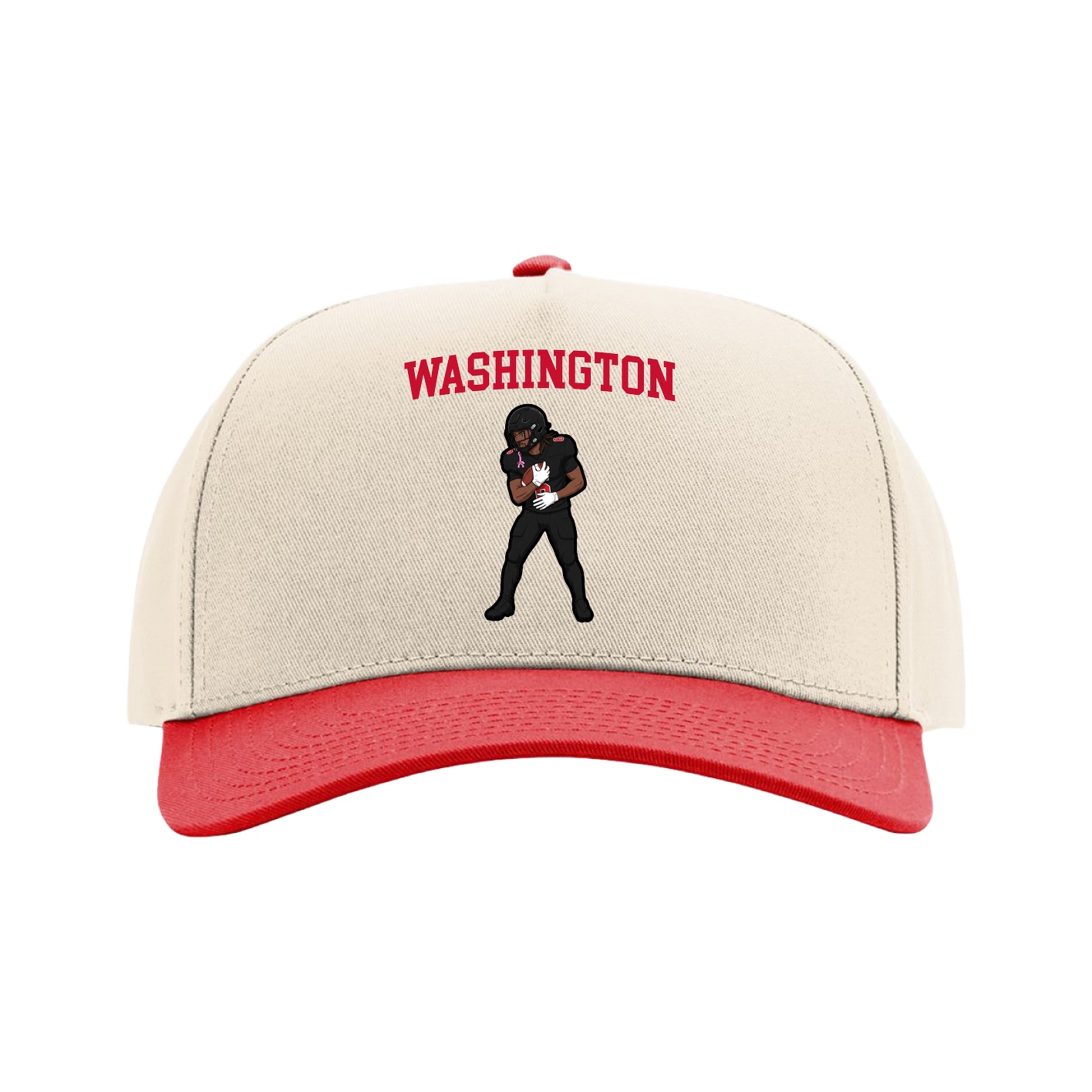 Full Fabric Five-Panel Champ Cap — Shirsey in Cream/Red