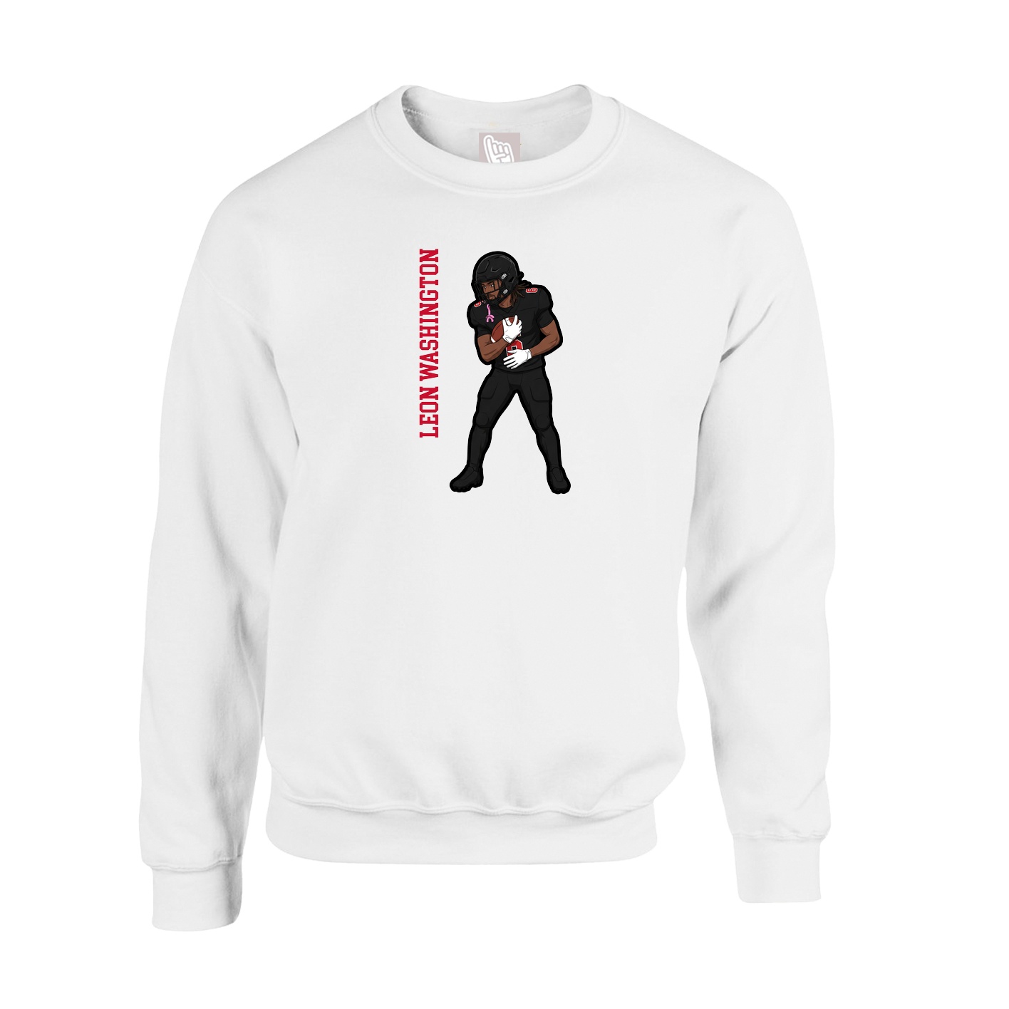 Fleece Crew — Name Vertical in White