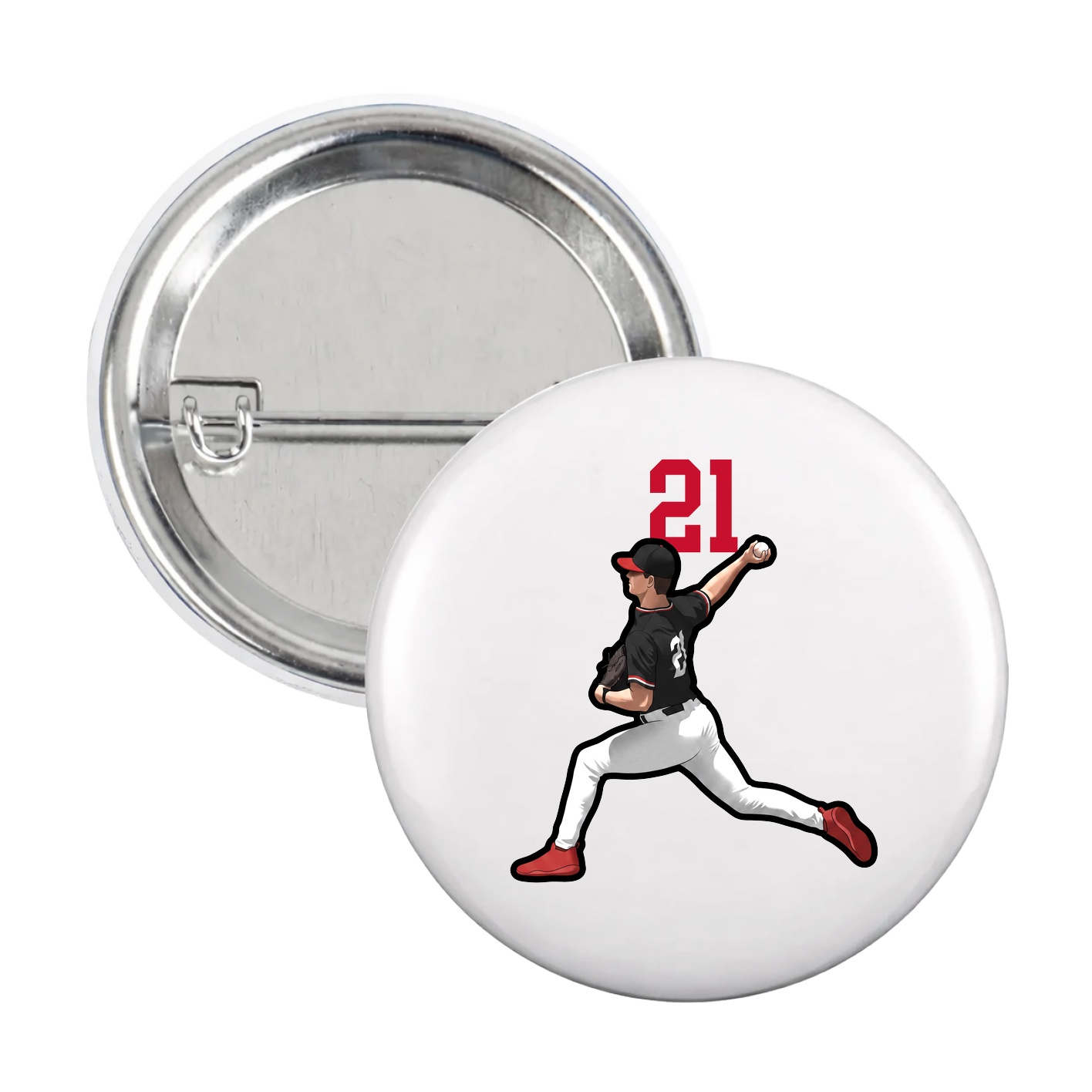 Game Day Button — Number Top in White