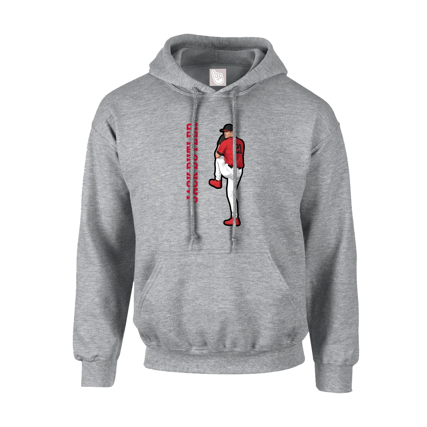 Youth Hoodie — Name Vertical in Grey