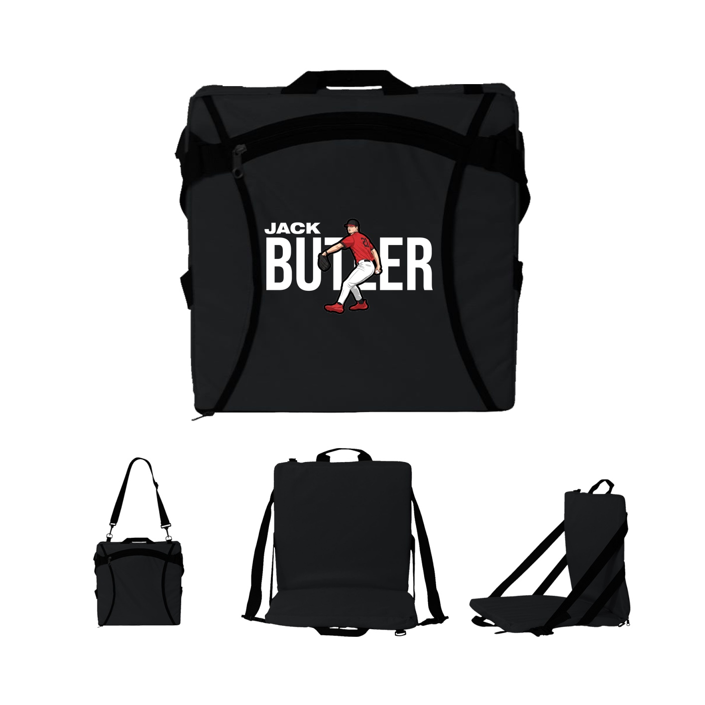 Folding Stadium Seat — Player Name in Black