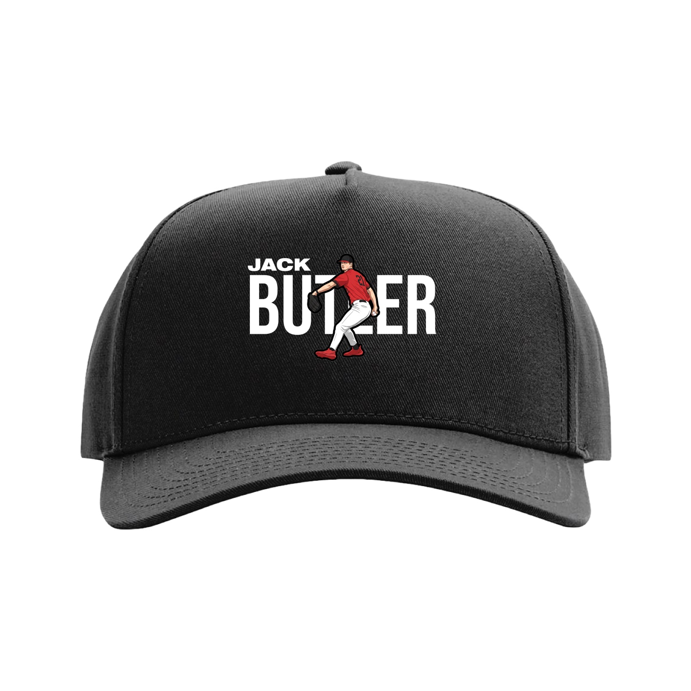 Full Fabric Five-Panel Champ Cap — Player Name in Black