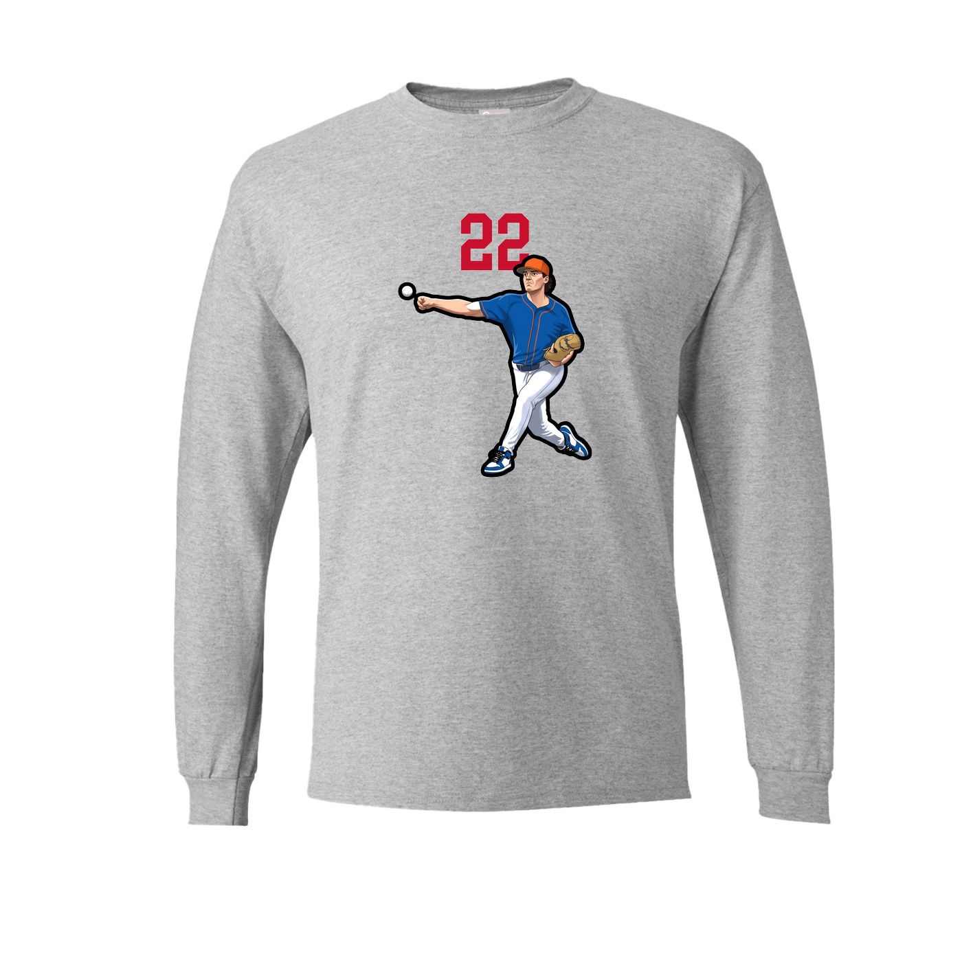 Long Sleeve Tee — Number Top in Grey