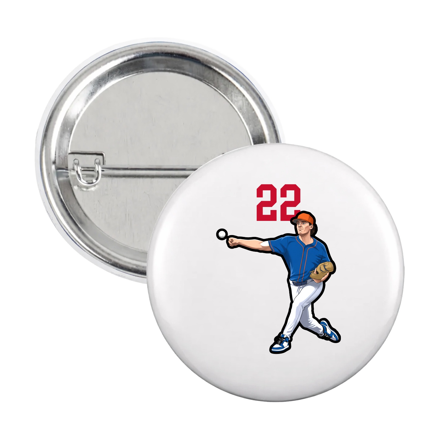 Game Day Button — Number Top in White