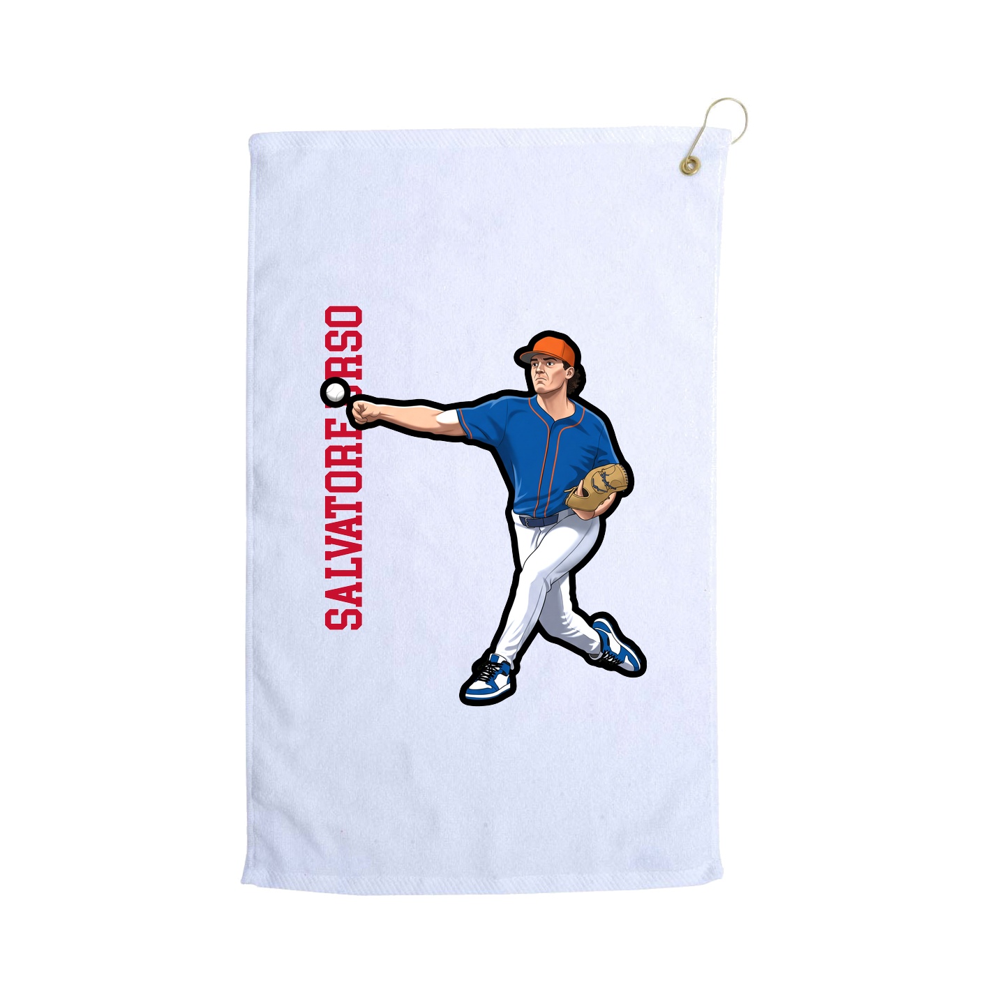 Golf Towel — Name Vertical in White