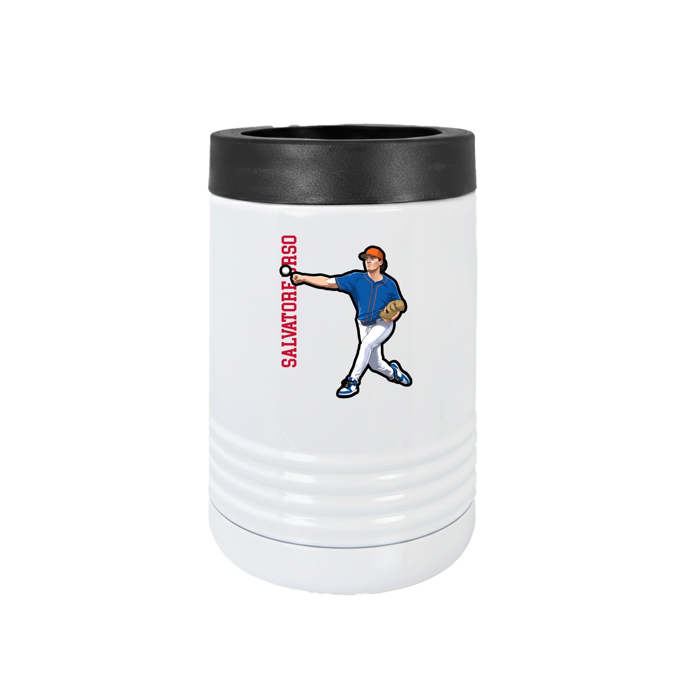 Beverage Holder — Name Vertical in White