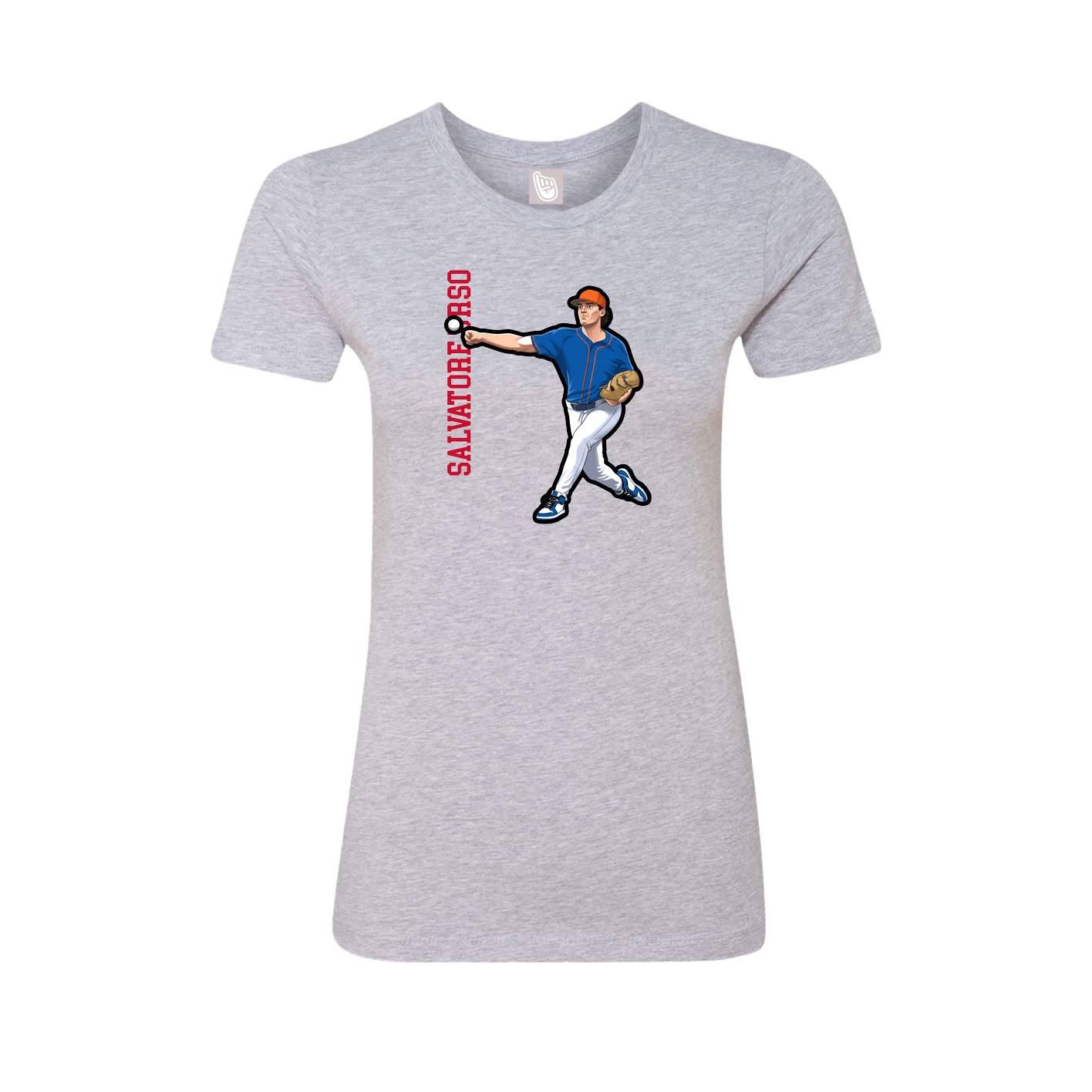 Fitted Women's Tee — Name Vertical in Grey