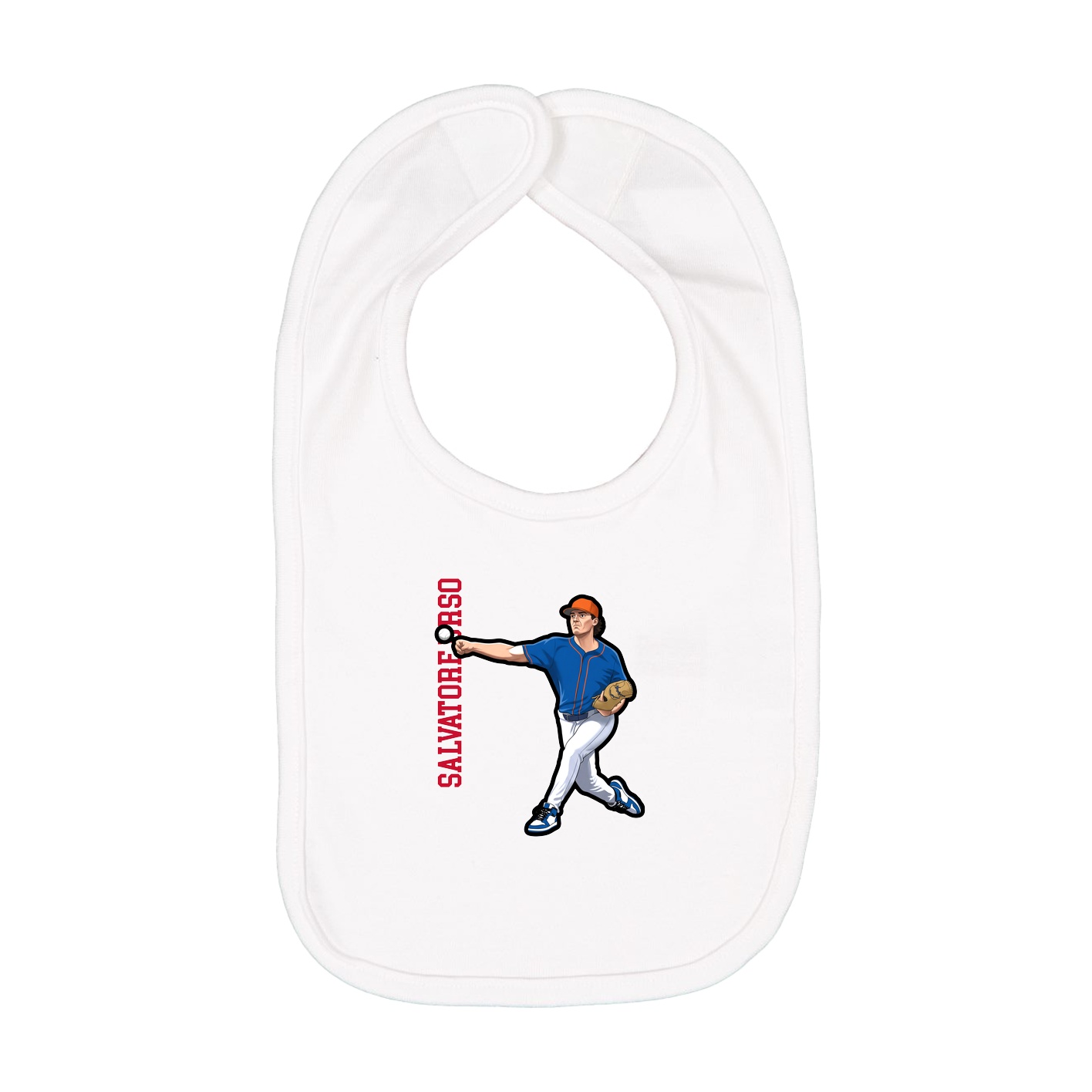 Infant Bib — Name Vertical in White