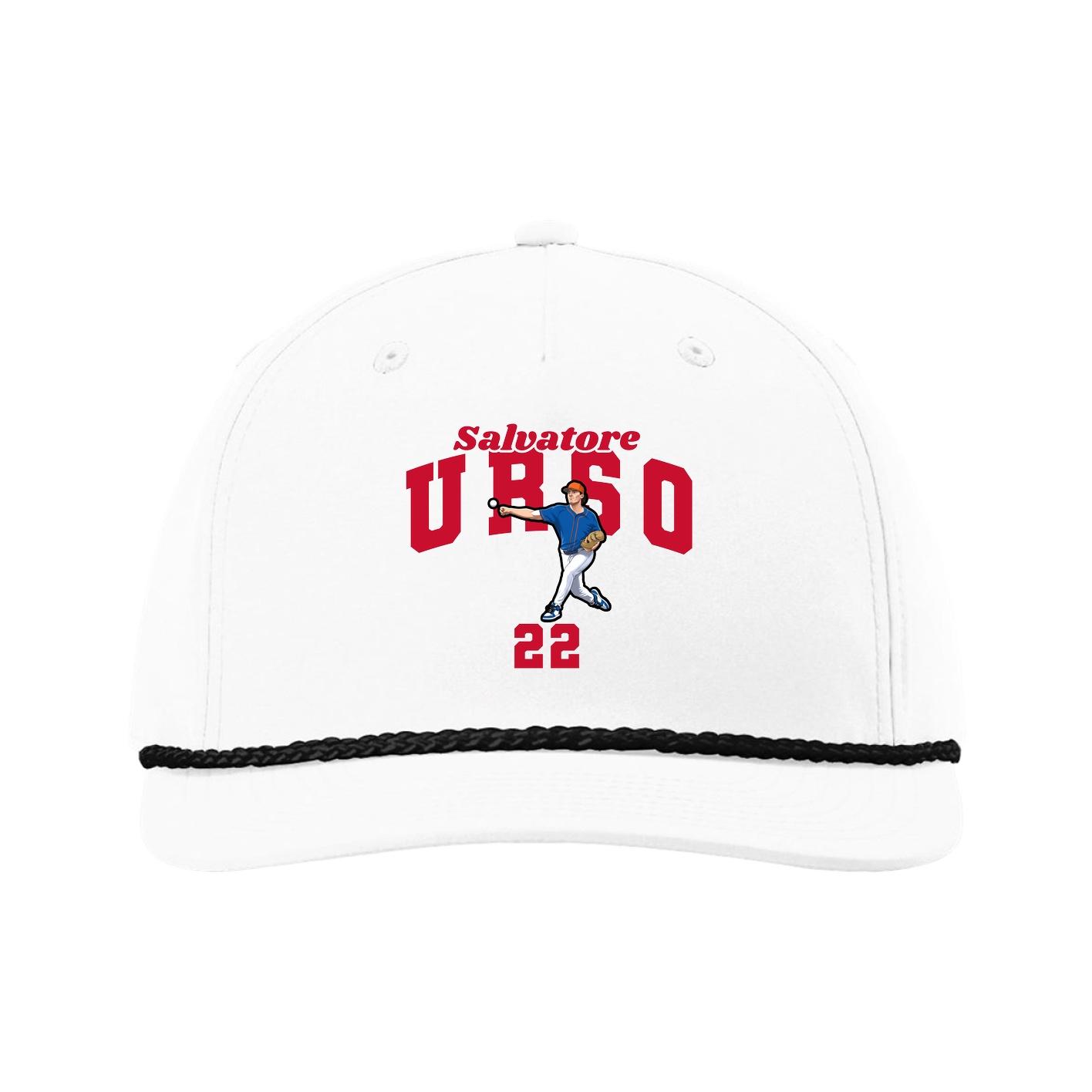 Five-Panel Classic Rope Cap — Signature Arch in White