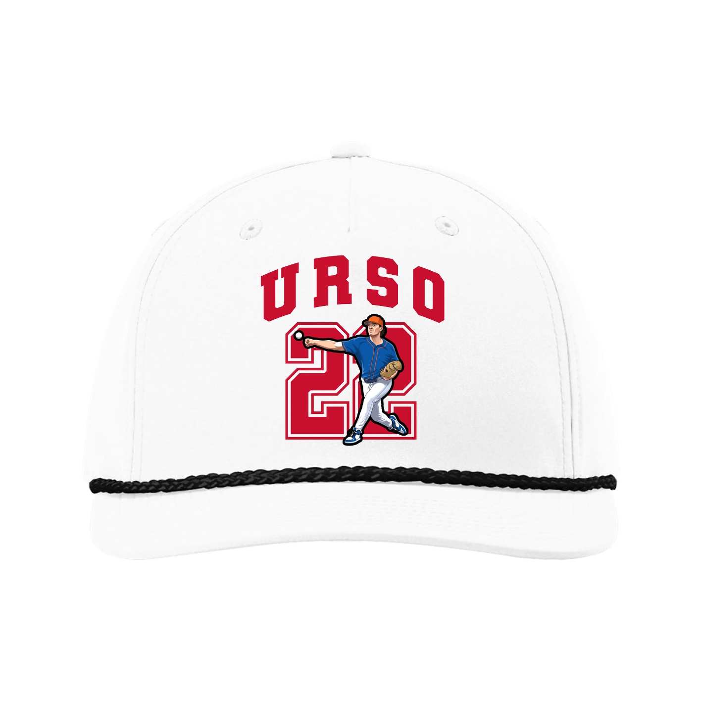 Five-Panel Classic Rope Cap — Number in White