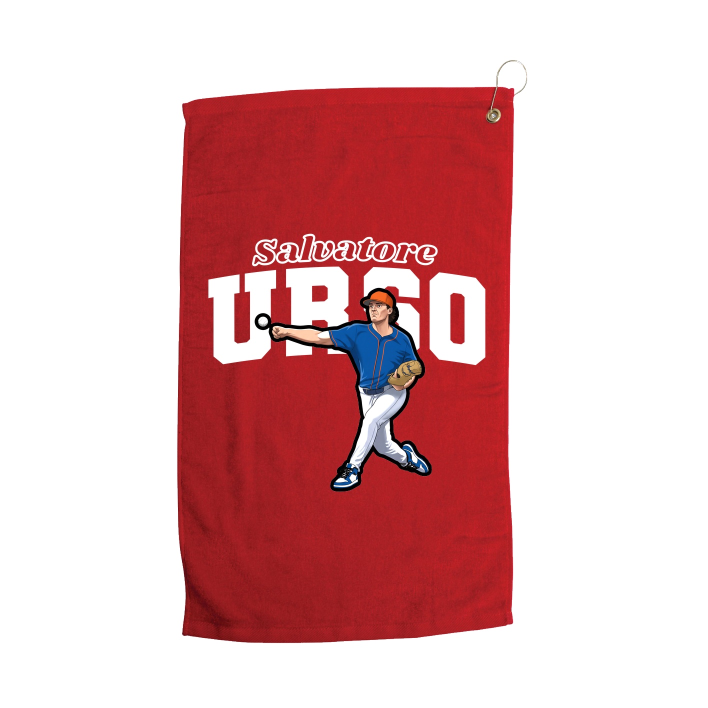 Golf Towel — Name Arch in Red