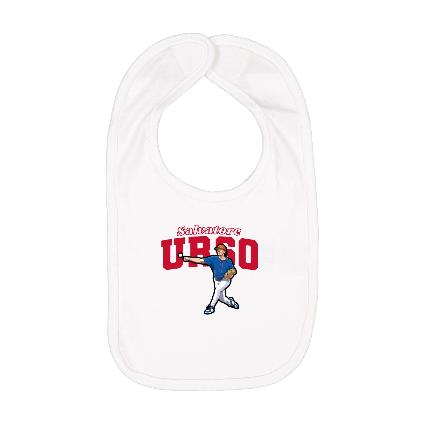 Infant Bib — Name Arch in White