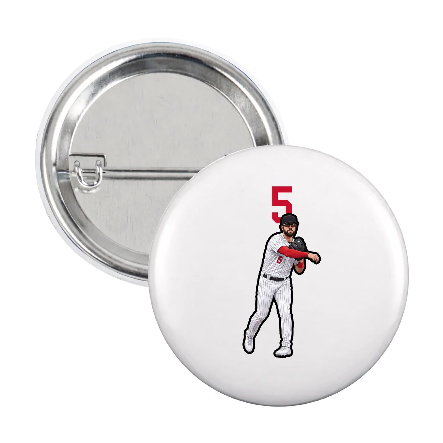 Game Day Button — Number Top in White