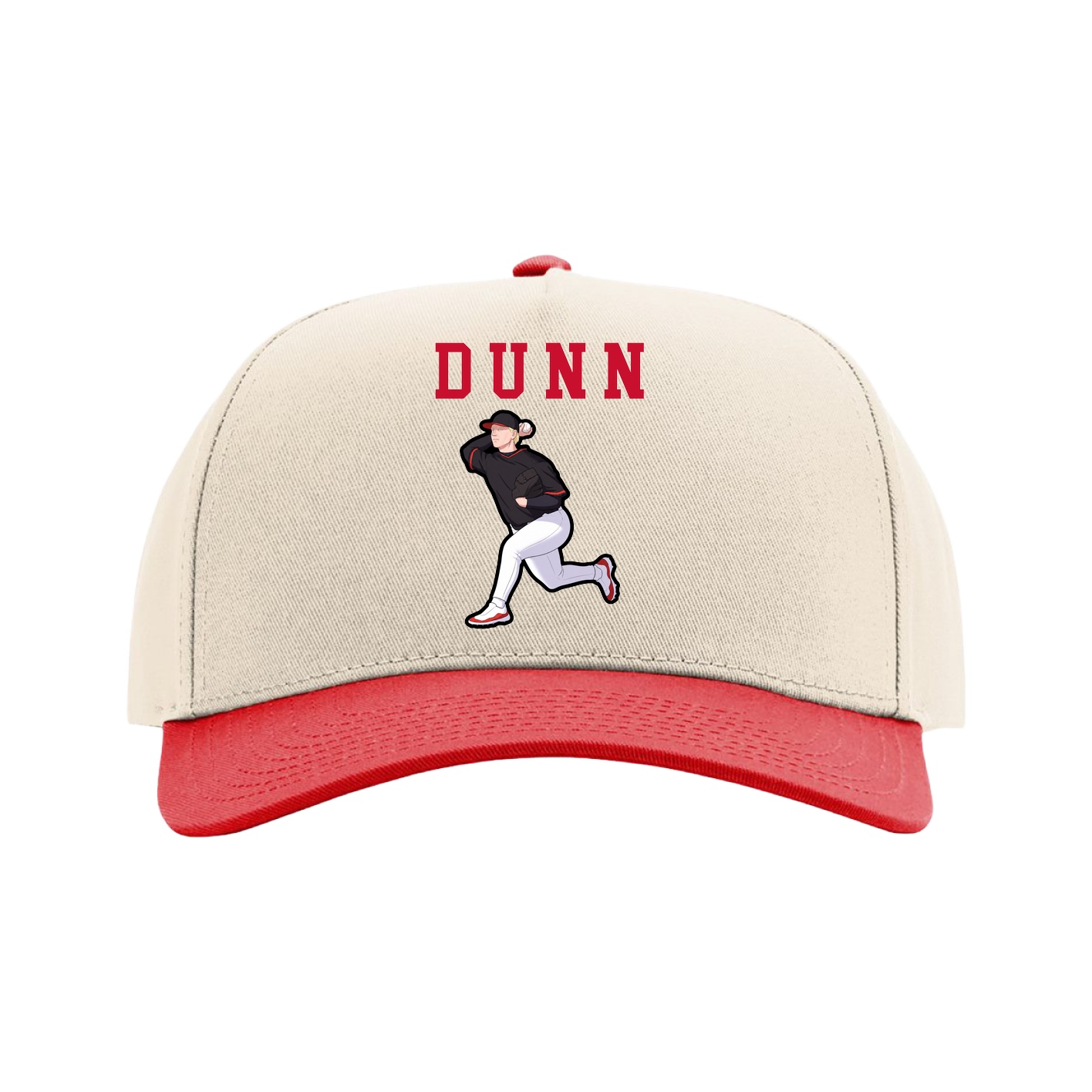 Full Fabric Five-Panel Champ Cap — Shirsey in Cream/Red